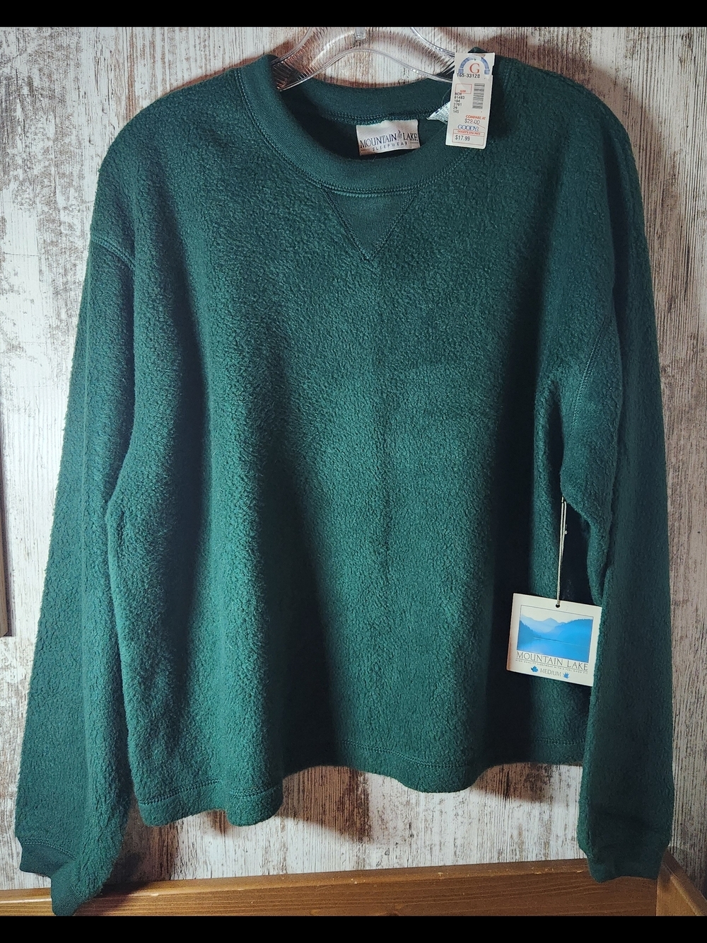 Mountain Lake Forest Green Fleece Crewneck Sweatshirt